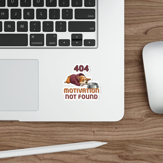 404 Motivation Not Found Funny Tech Corgi Sticker