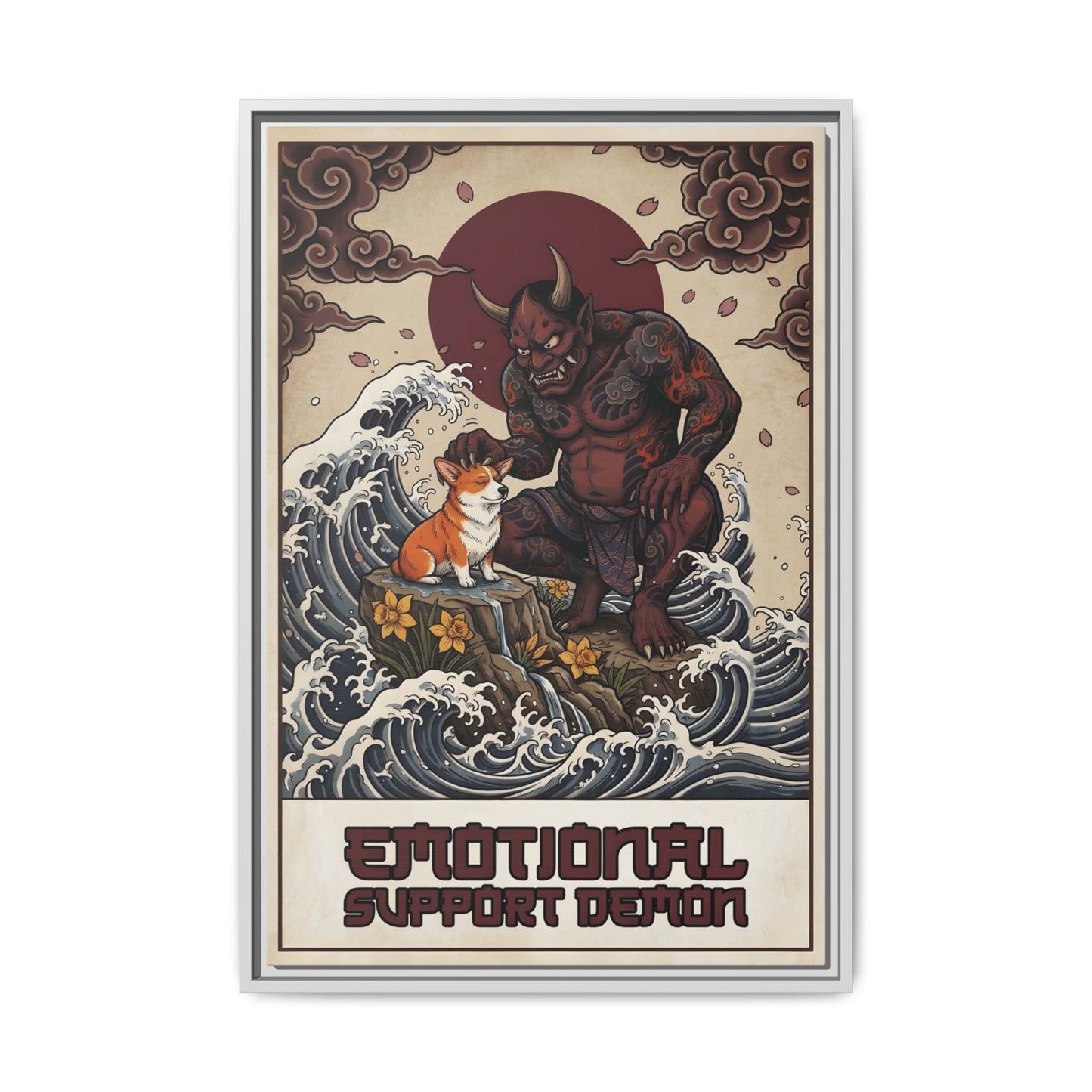 Emotional Support Demon Funny Sarcastic Corgi Canvas Print