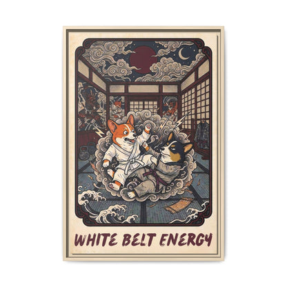 Brazilian Jiu Jitsu White Belt Energy Corgi Canvas Wall Art