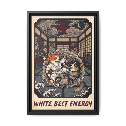 Brazilian Jiu Jitsu White Belt Energy Corgi Canvas Wall Art