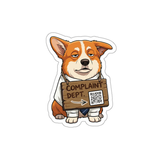 Funny Complaint Dept Corgi Coworker Office Sticker