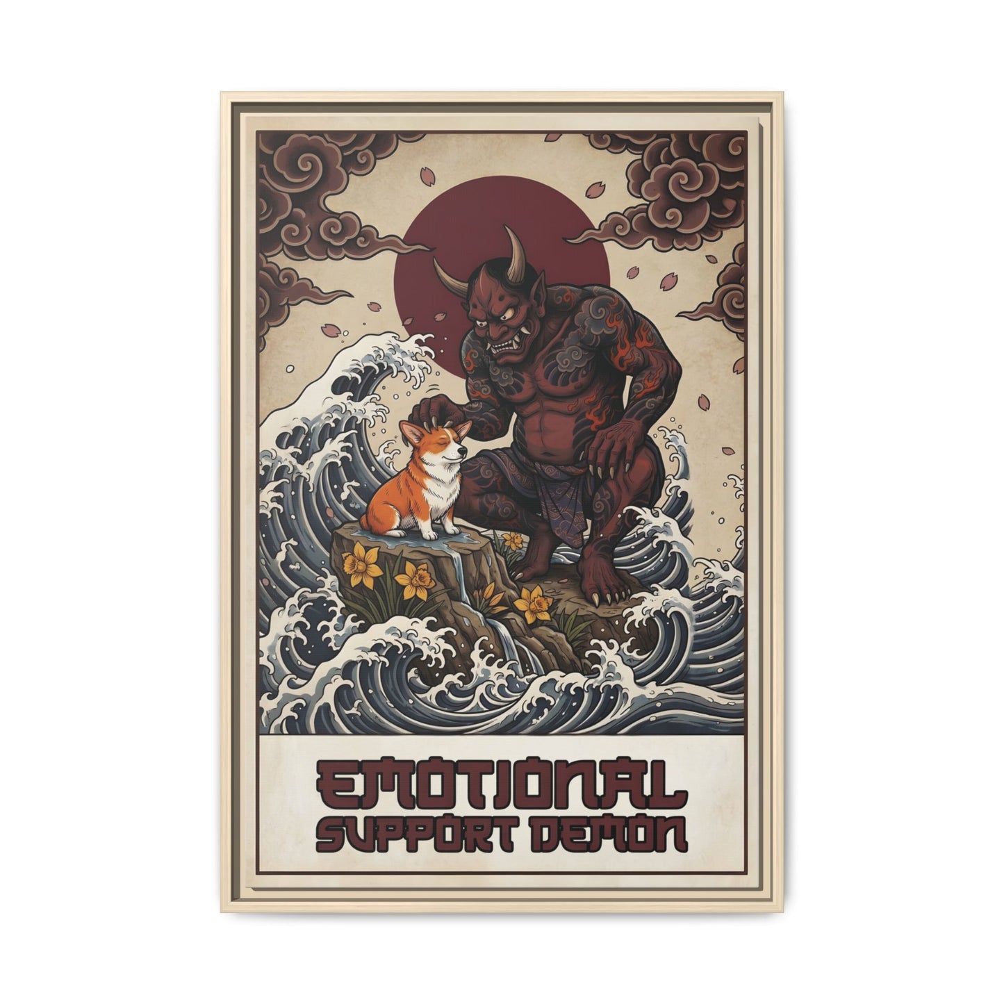 Emotional Support Demon Funny Sarcastic Corgi Canvas Print
