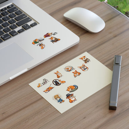 Corgi Sticker Sheet Funny Tech Laptop Programmer Decal Pack