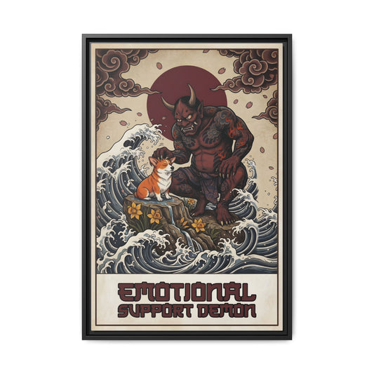 Emotional Support Demon Funny Sarcastic Corgi Canvas Print