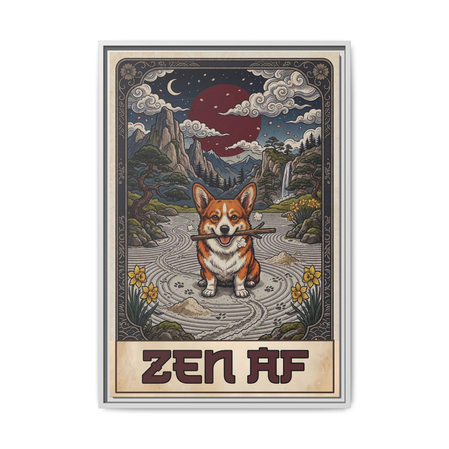 Zen AF Sarcastic Unbothered Corgi Canvas Print