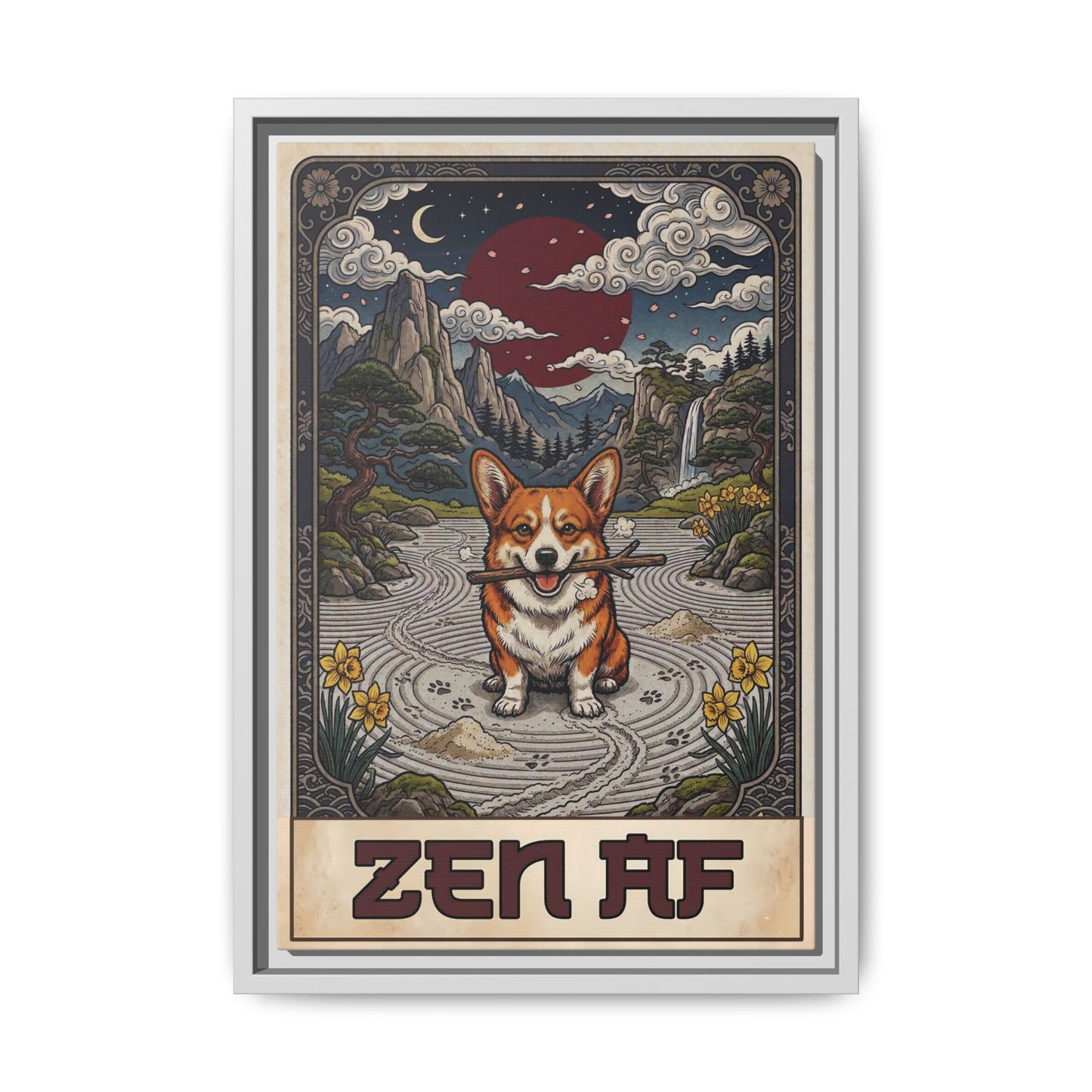 Zen AF Sarcastic Unbothered Corgi Canvas Print