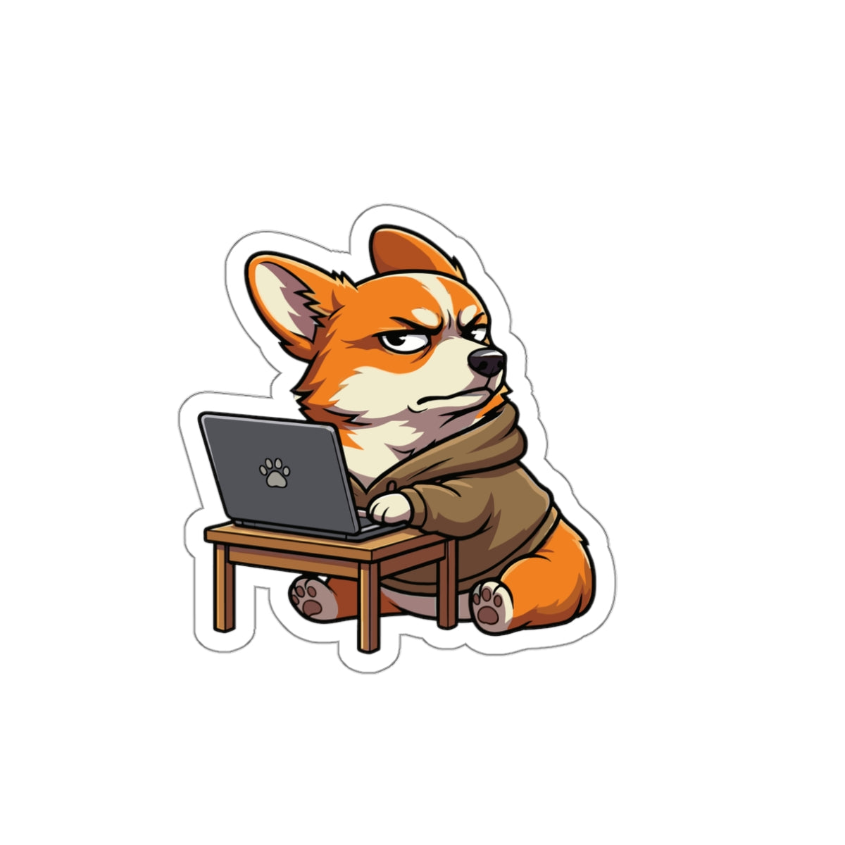 Funny Introvert Coworker Corgi Zoom Meeting Sticker