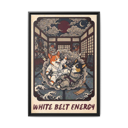 Brazilian Jiu Jitsu White Belt Energy Corgi Canvas Wall Art