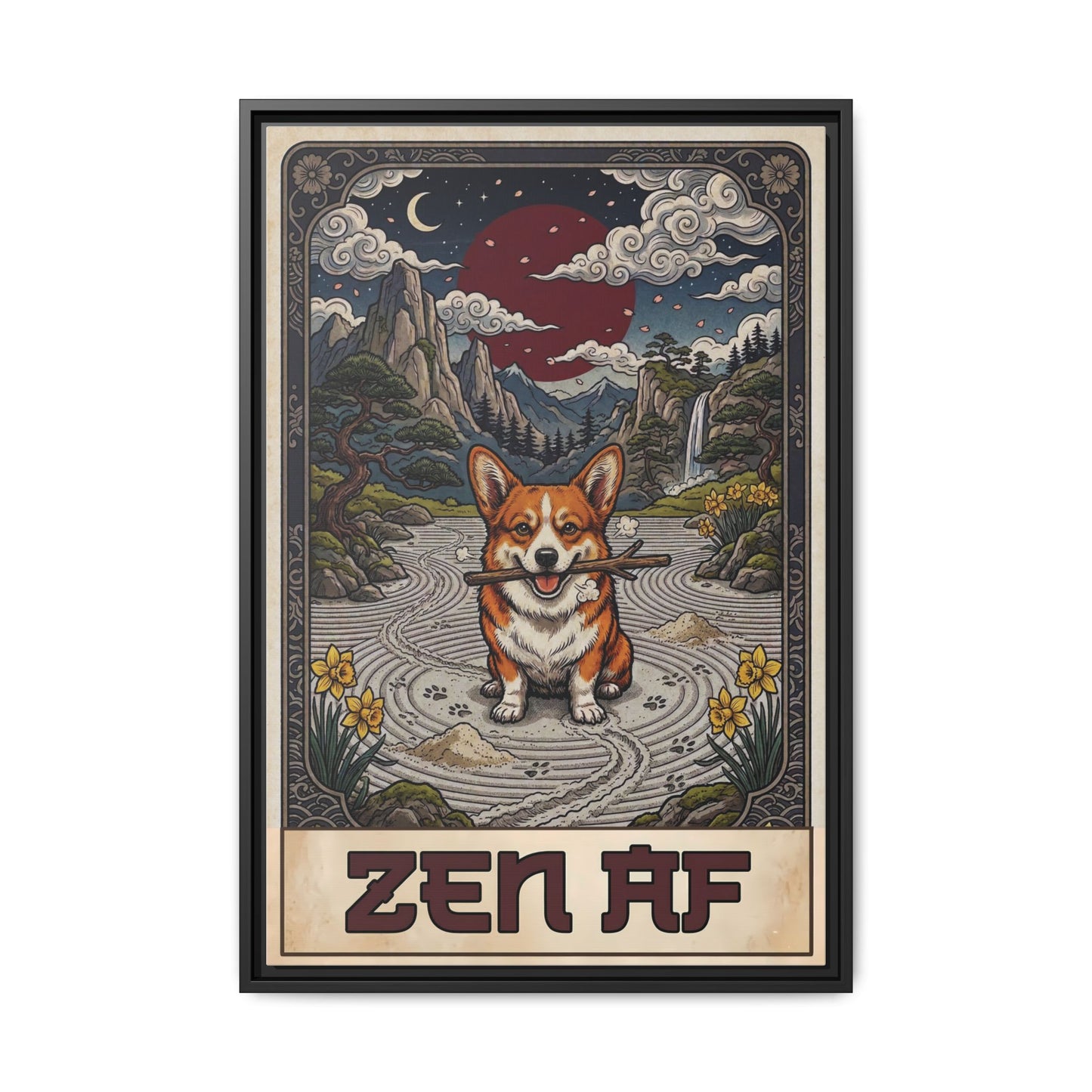 Zen AF Sarcastic Unbothered Corgi Canvas Print