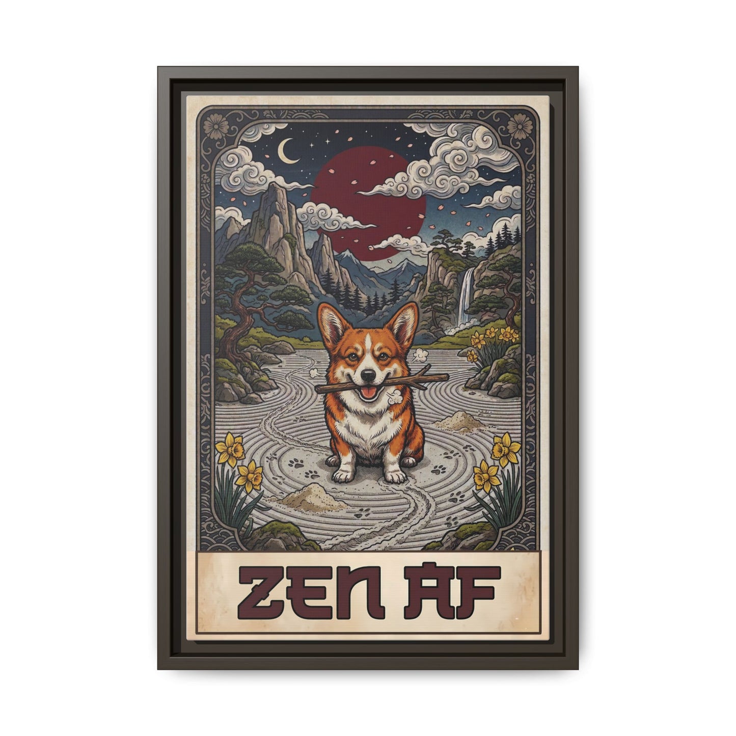 Zen AF Sarcastic Unbothered Corgi Canvas Print