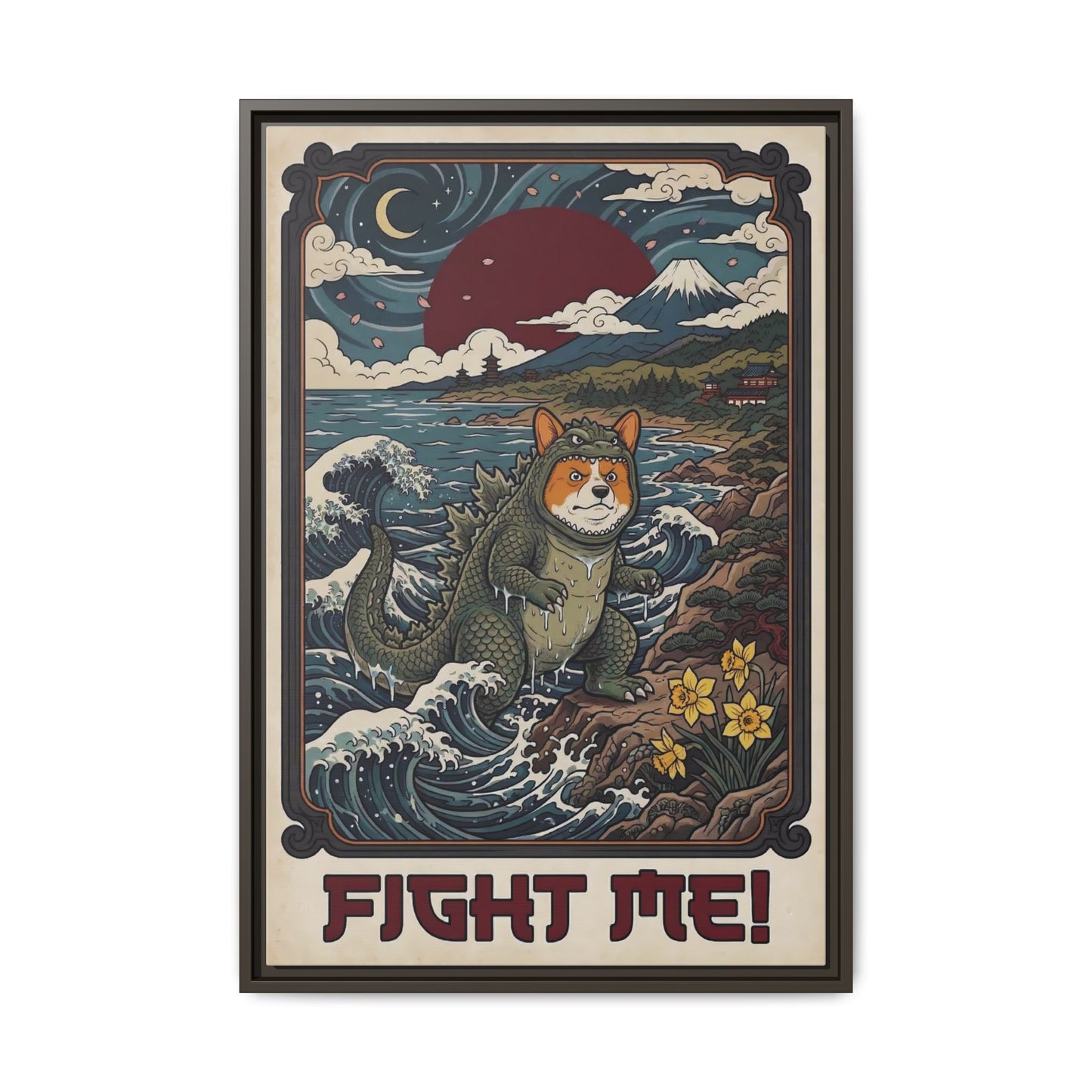 Fight Me Tiny But Fierce Corgi Canvas Print