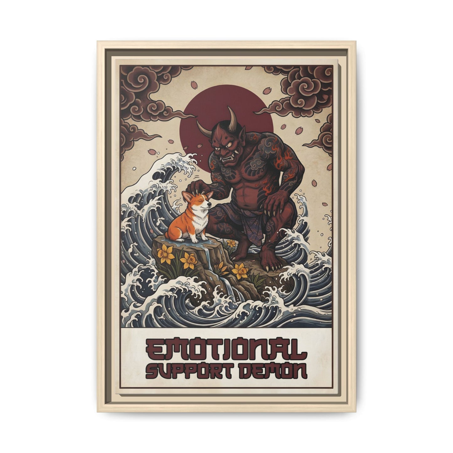Emotional Support Demon Funny Sarcastic Corgi Canvas Print