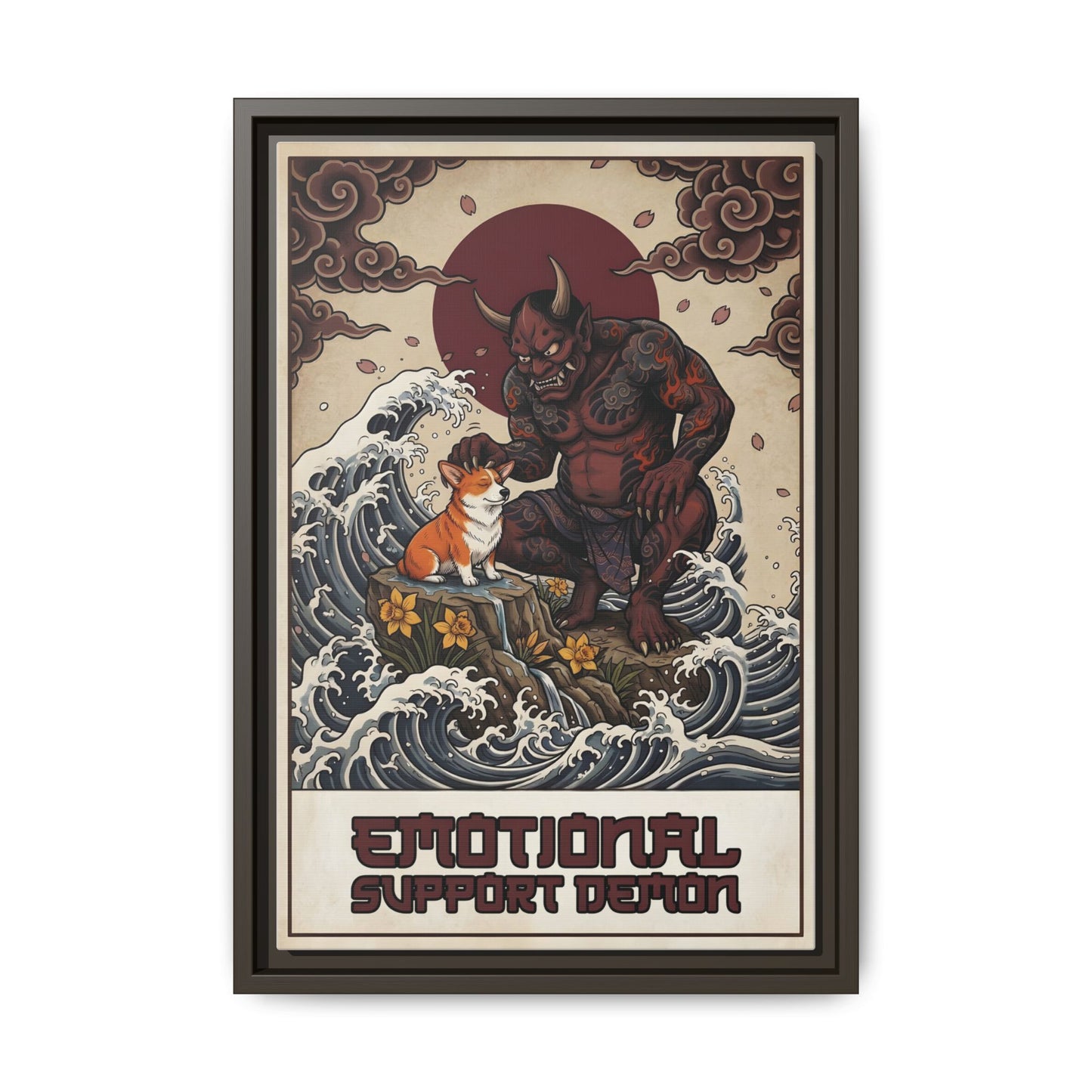 Emotional Support Demon Funny Sarcastic Corgi Canvas Print