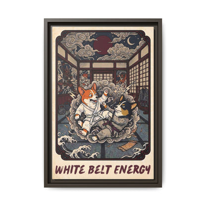 Brazilian Jiu Jitsu White Belt Energy Corgi Canvas Wall Art