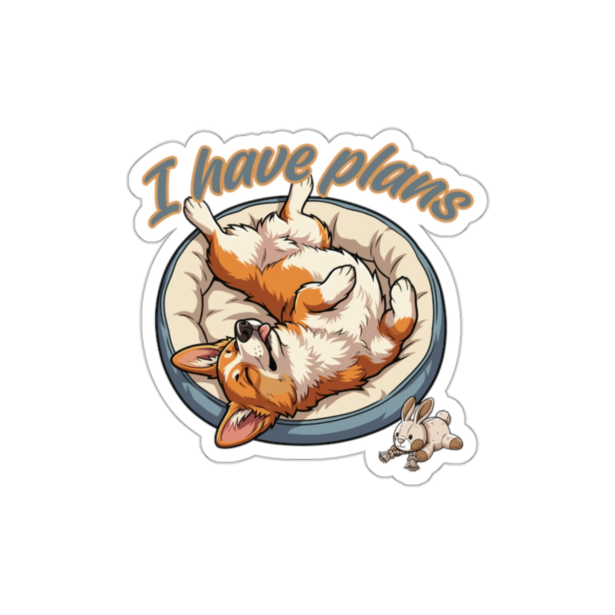 I Have Plans Introvert Dog Mom Corgi Tech Sticker