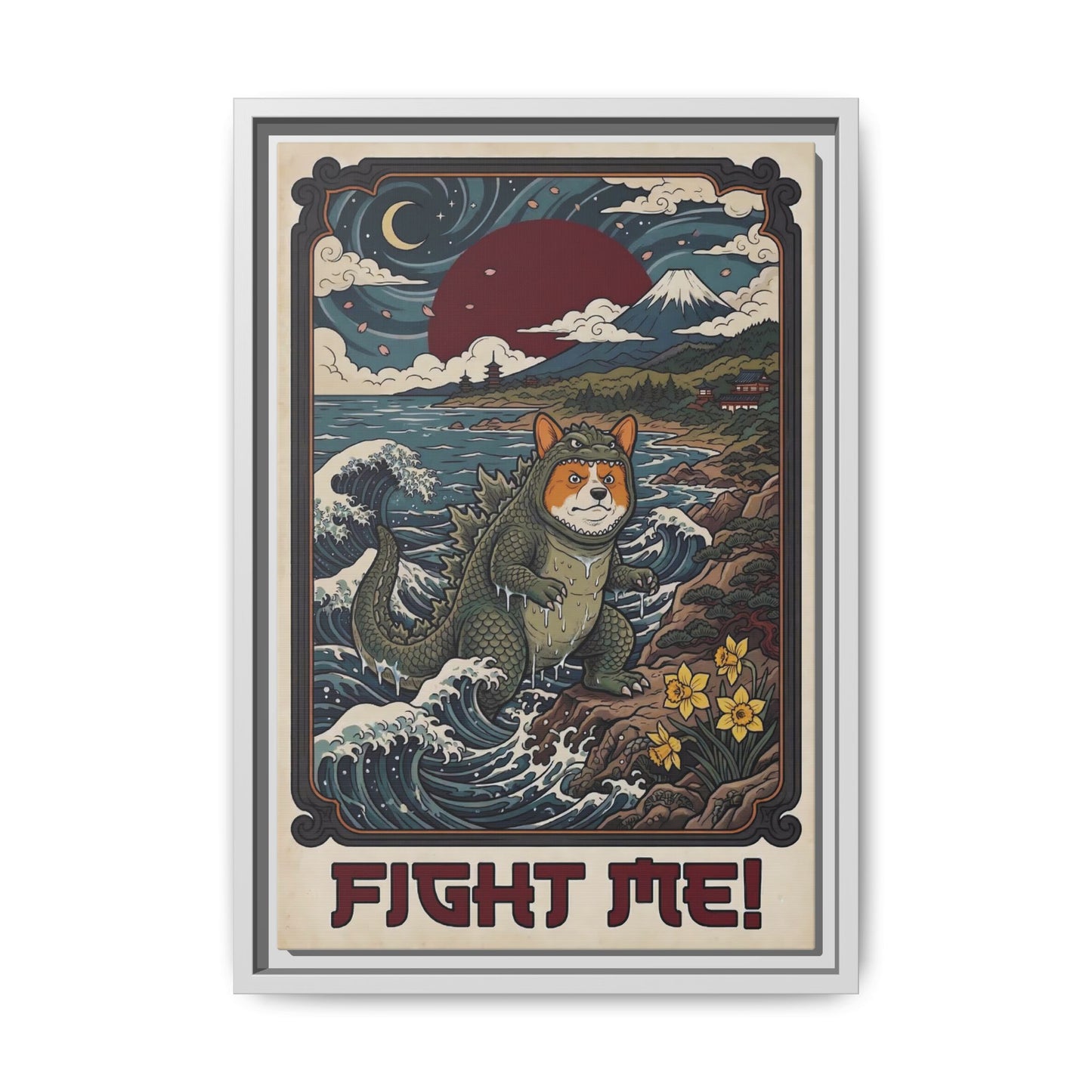 Fight Me Tiny But Fierce Corgi Canvas Print