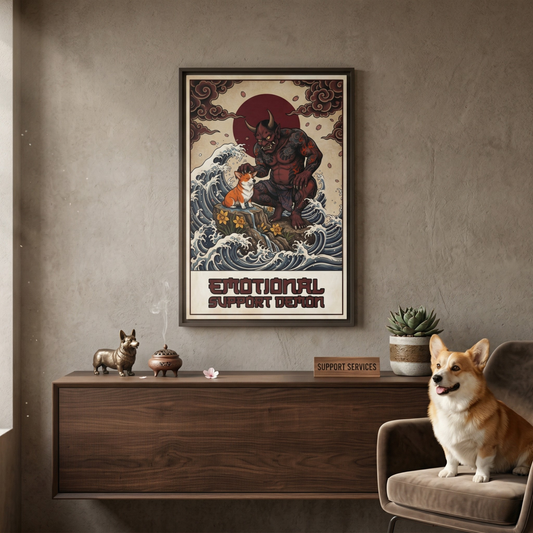 Emotional Support Demon Funny Sarcastic Corgi Canvas Print