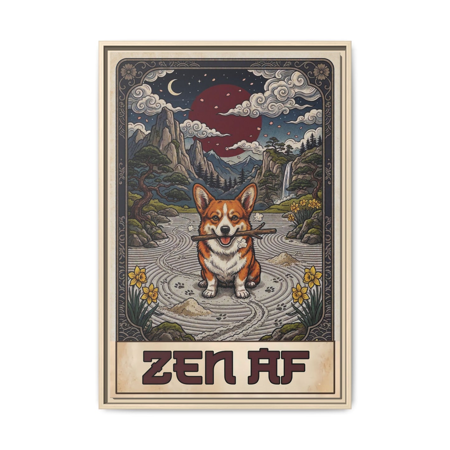 Zen AF Sarcastic Unbothered Corgi Canvas Print