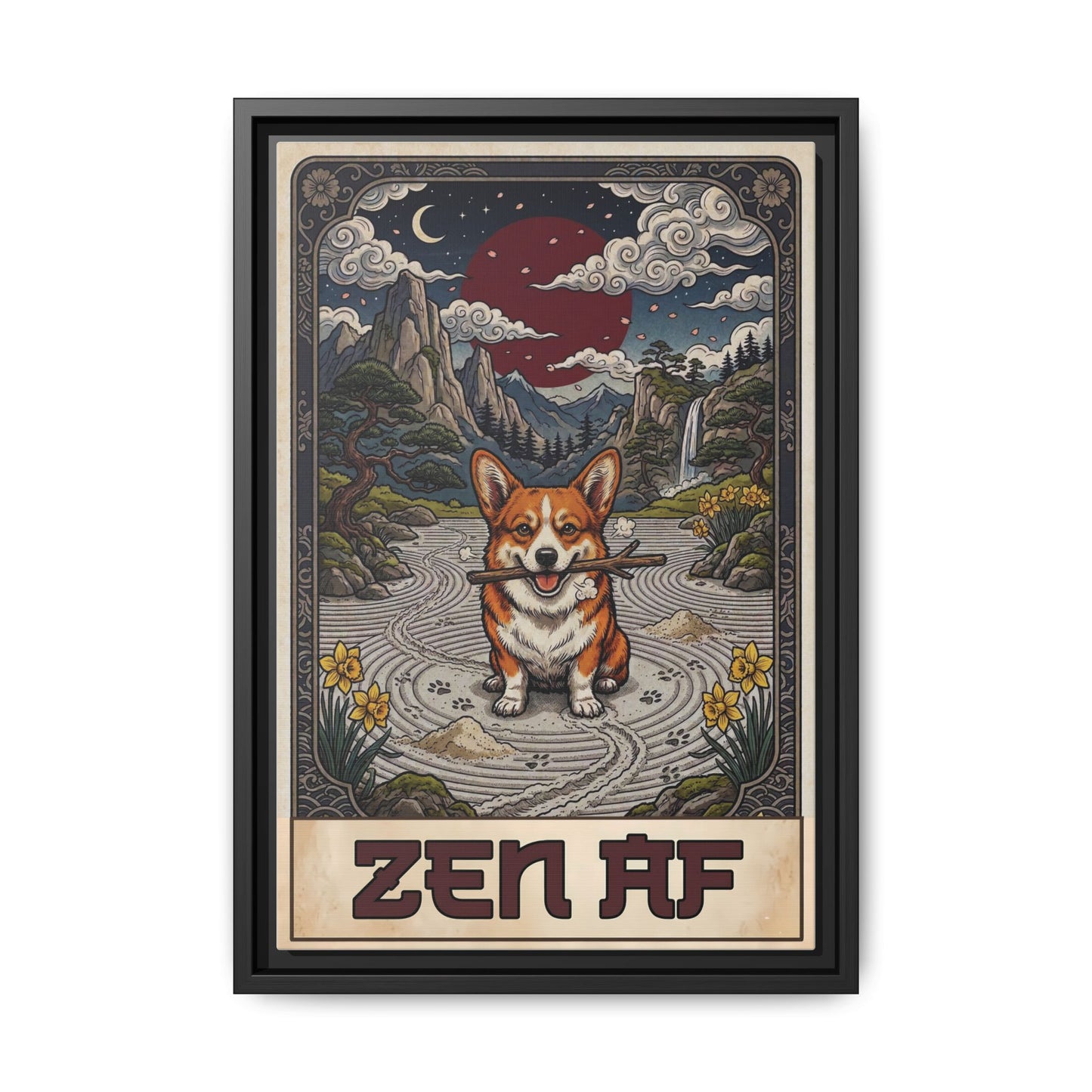 Zen AF Sarcastic Unbothered Corgi Canvas Print