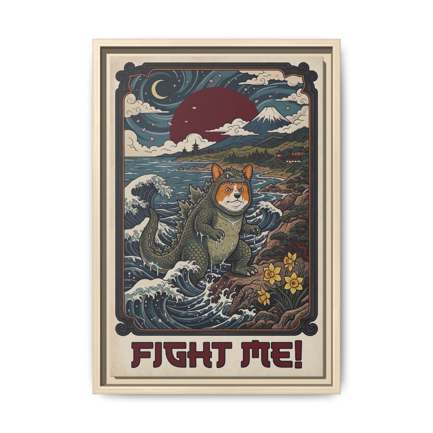 Fight Me Tiny But Fierce Corgi Canvas Print
