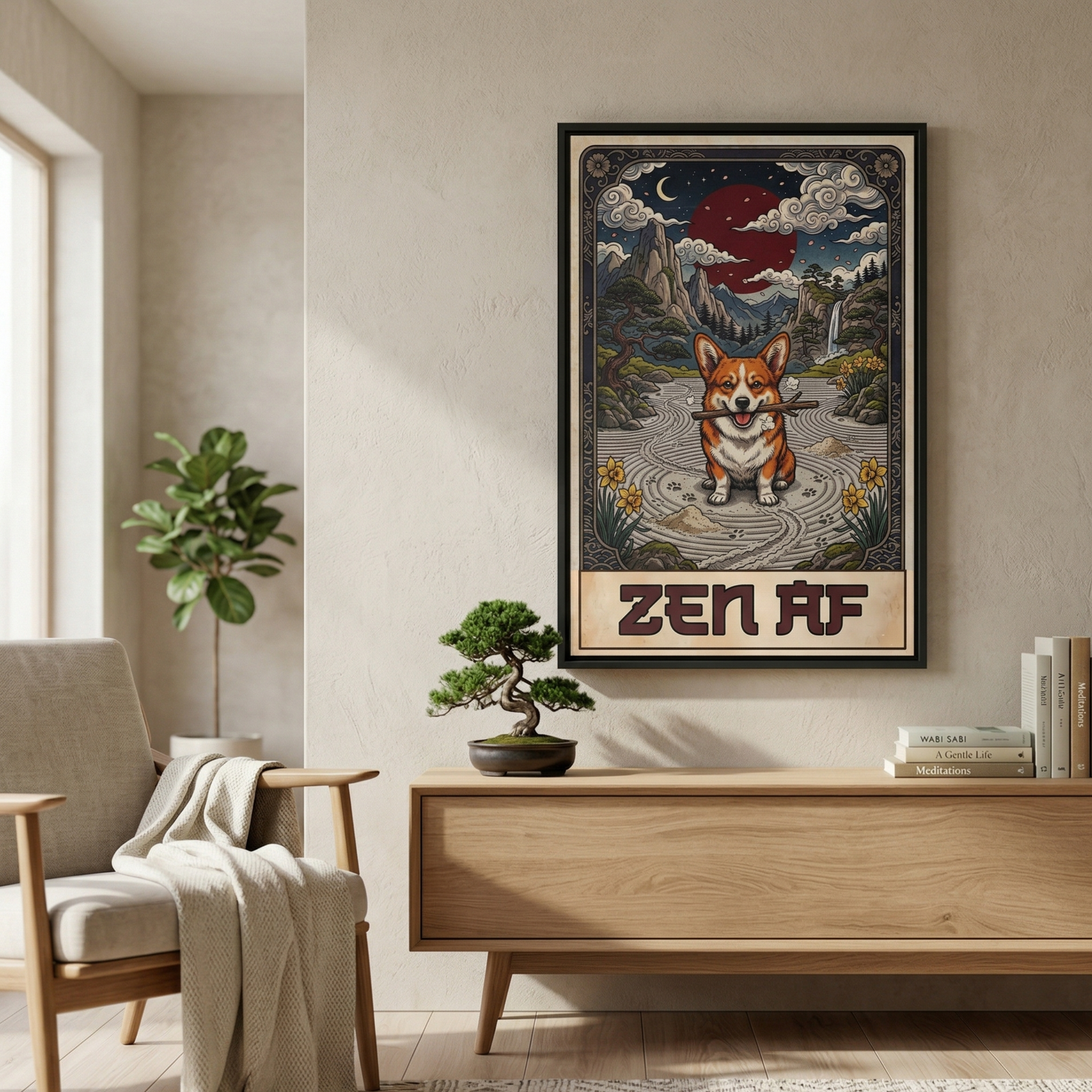 Zen AF Sarcastic Unbothered Corgi Canvas Print
