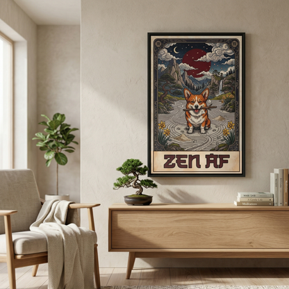 Zen AF Sarcastic Unbothered Corgi Canvas Print