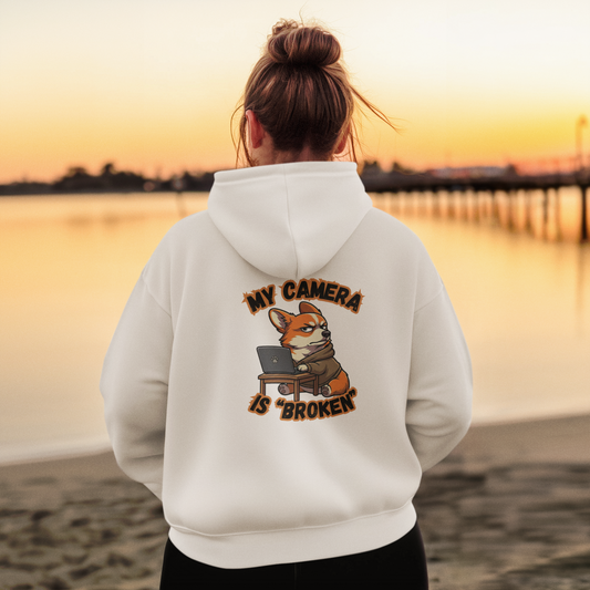 My Camera Is Broken Funny WFH Corgi Hoodie