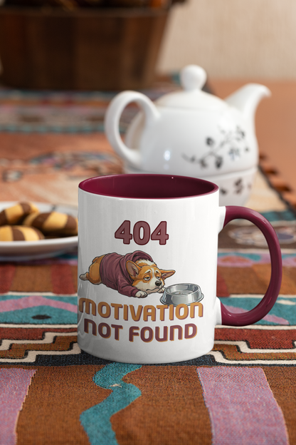 404 Motivation Not Found Funny Tech Corgi Mug